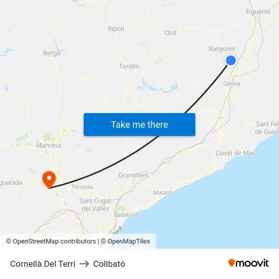 Cornellà Del Terri to Collbató map