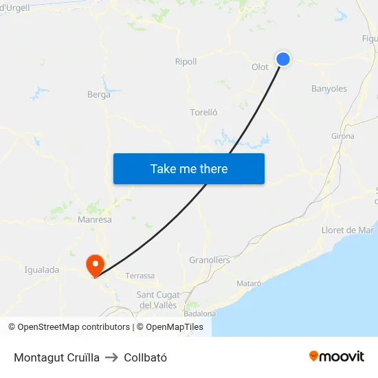 Montagut Cruïlla to Collbató map
