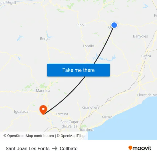 Sant Joan Les Fonts to Collbató map