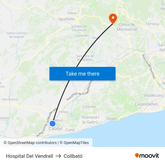 Hospital Del Vendrell to Collbató map