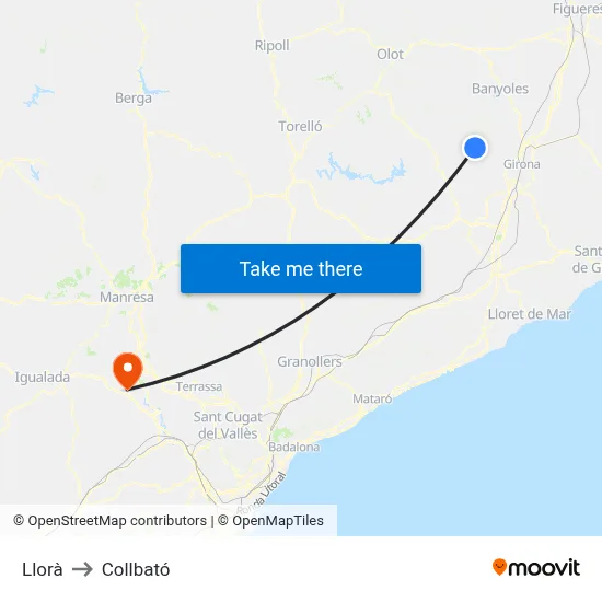 Llorà to Collbató map