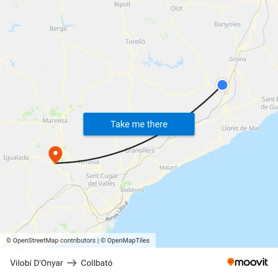 Vilobí D'Onyar to Collbató map