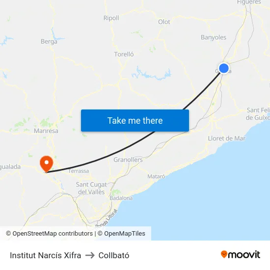 Institut Narcís Xifra to Collbató map