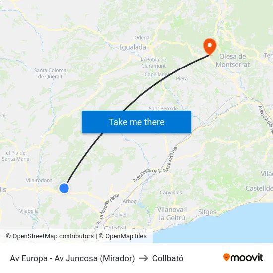 Av Europa - Av Juncosa (Mirador) to Collbató map
