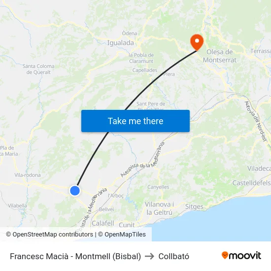 Francesc Macià - Montmell (Bisbal) to Collbató map