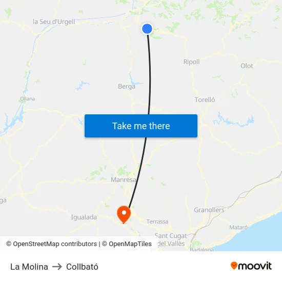 La Molina to Collbató map