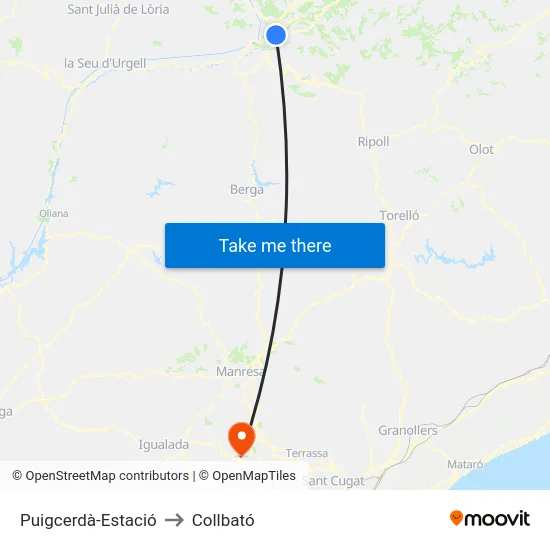 Puigcerdà-Estació to Collbató map