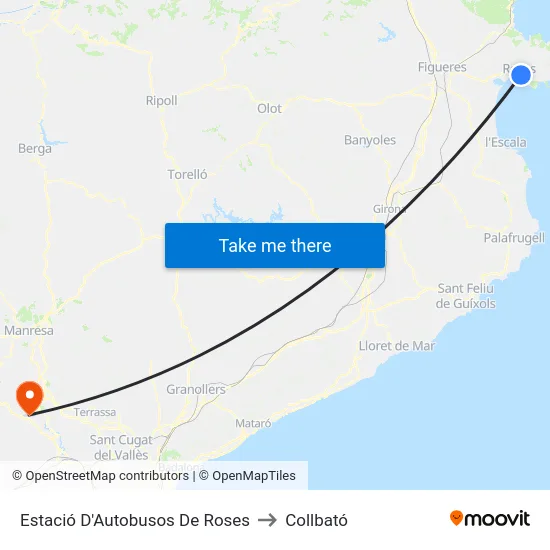 Estació D'Autobusos De Roses to Collbató map