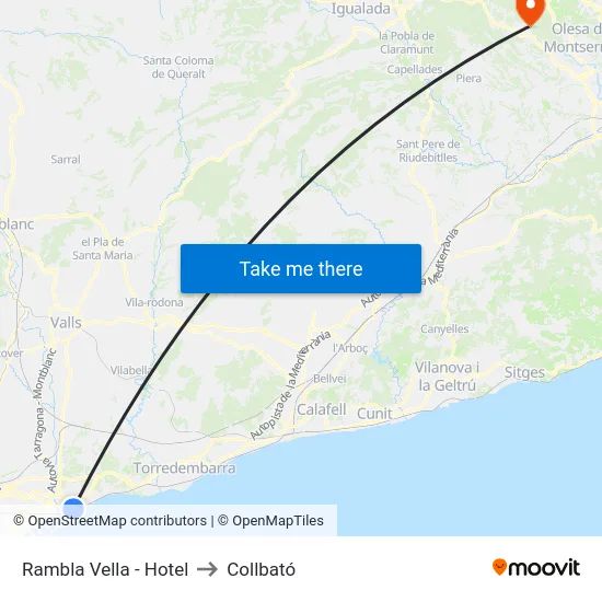 Rambla Vella - Hotel to Collbató map