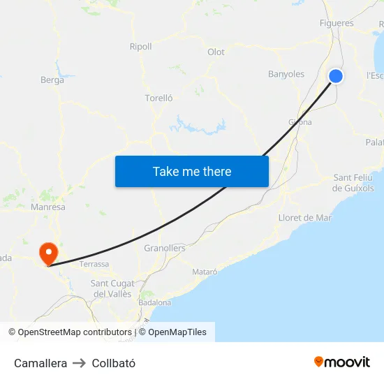 Camallera to Collbató map