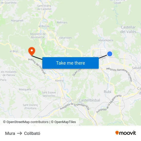 Mura to Collbató map