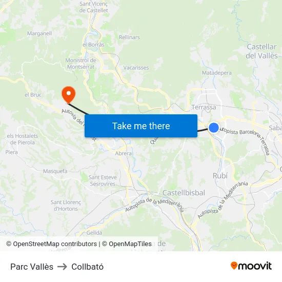 Parc Vallès to Collbató map