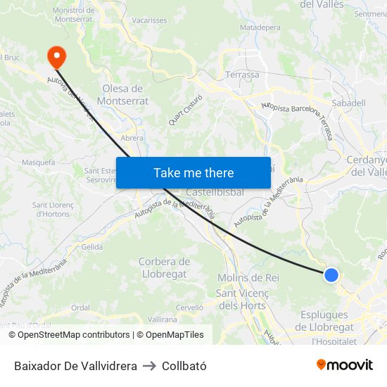 Baixador De Vallvidrera to Collbató map