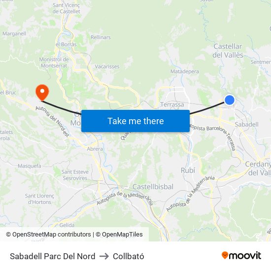 Sabadell Parc Del Nord to Collbató map