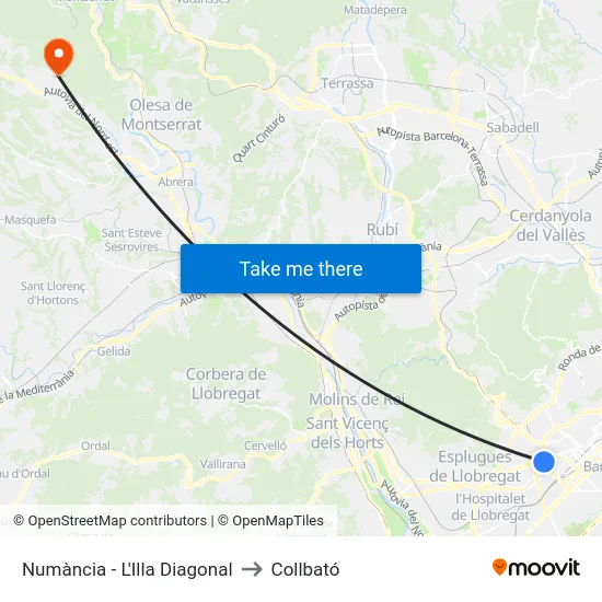 Numància - L'Illa Diagonal to Collbató map