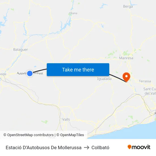 Estació D’Autobusos De Mollerussa to Collbató map