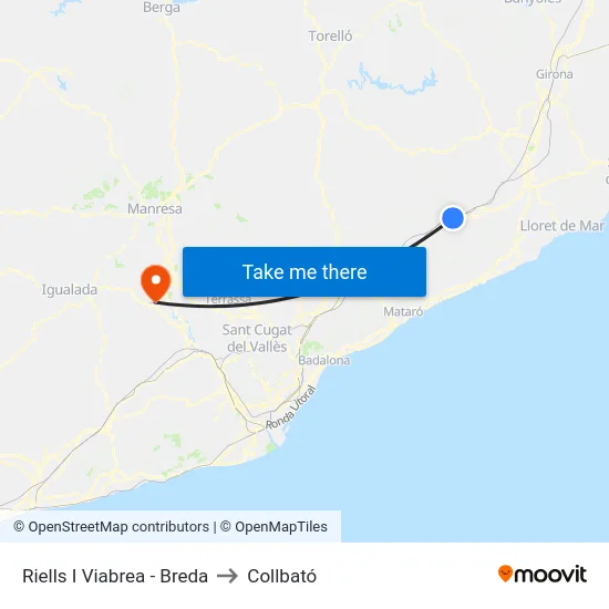 Riells I Viabrea - Breda to Collbató map