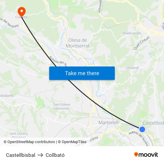 Castellbisbal to Collbató map