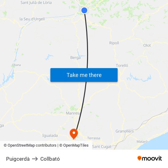 Puigcerdà to Collbató map