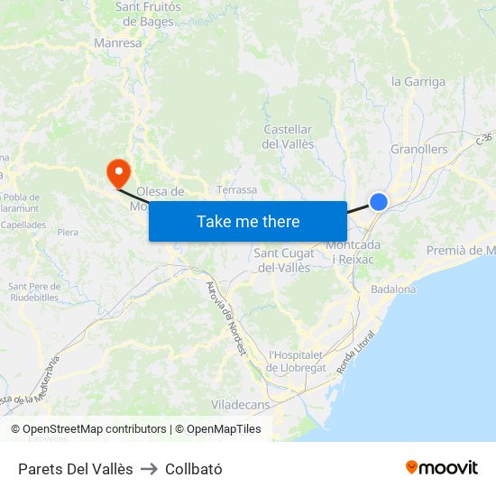 Parets Del Vallès to Collbató map