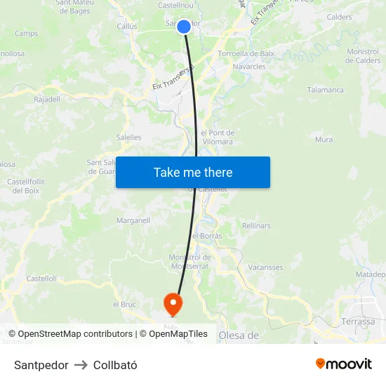 Santpedor to Collbató map