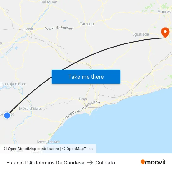 Estació D'Autobusos De Gandesa to Collbató map