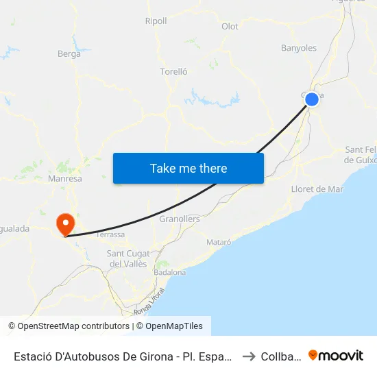 Estació D'Autobusos De Girona - Pl. Espanya to Collbató map