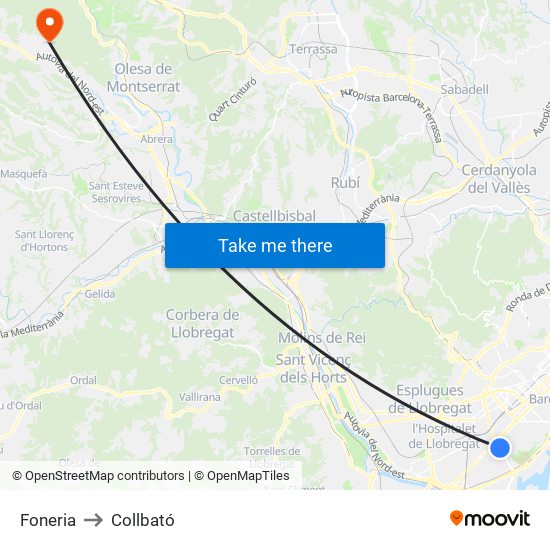 Foneria to Collbató map