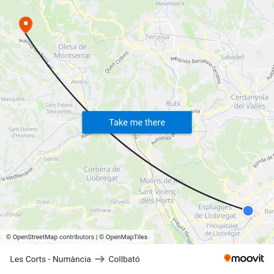 Les Corts - Numància to Collbató map
