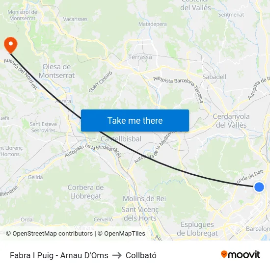 Fabra I Puig - Arnau D'Oms to Collbató map