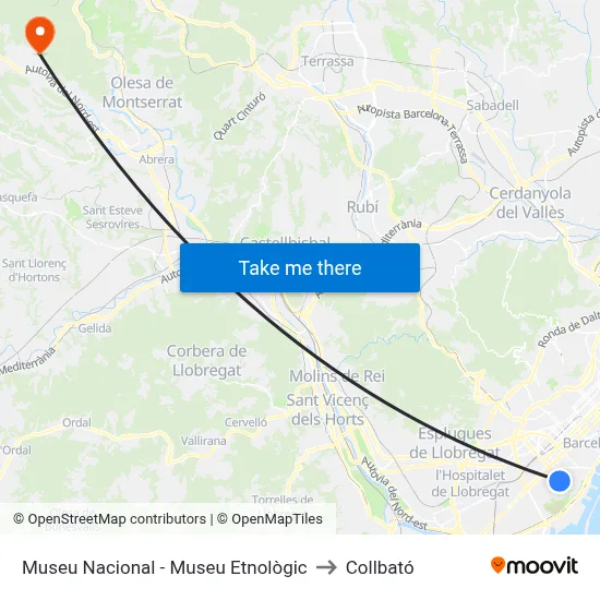 Museu Nacional - Museu Etnològic to Collbató map