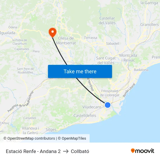 Estació Renfe - Andana 2 to Collbató map