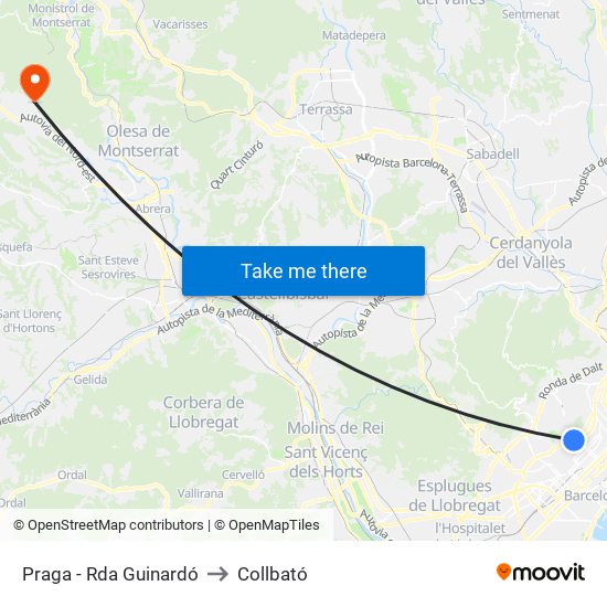 Praga - Rda Guinardó to Collbató map