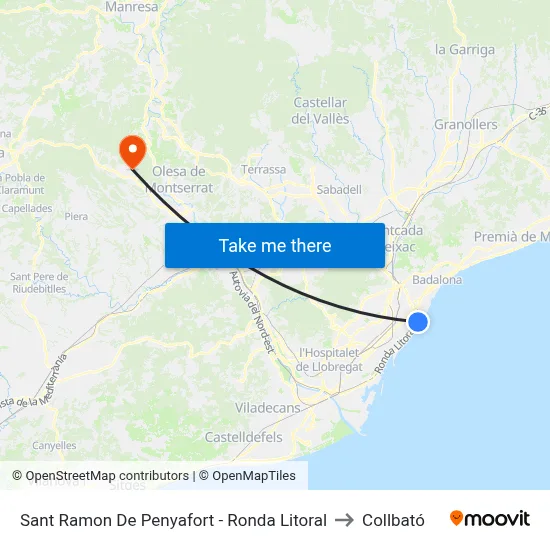 Sant Ramon De Penyafort - Ronda Litoral to Collbató map