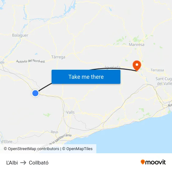L'Albi to Collbató map