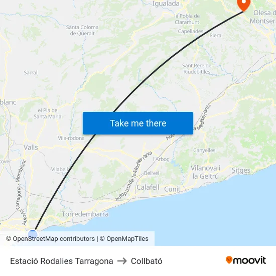 Estació Rodalies Tarragona to Collbató map