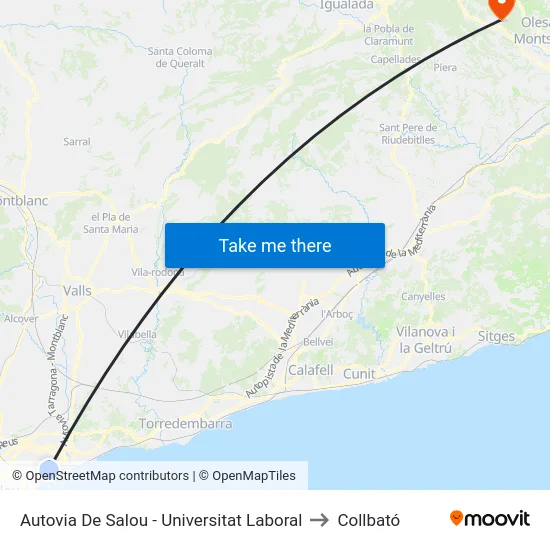 Autovia De Salou - Universitat Laboral to Collbató map