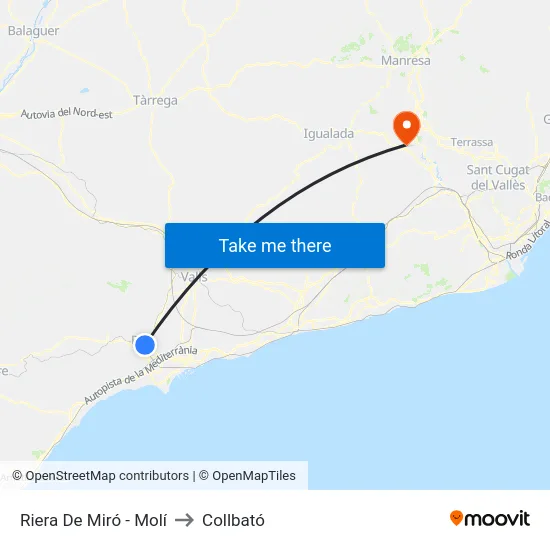 Riera De Miró - Molí to Collbató map