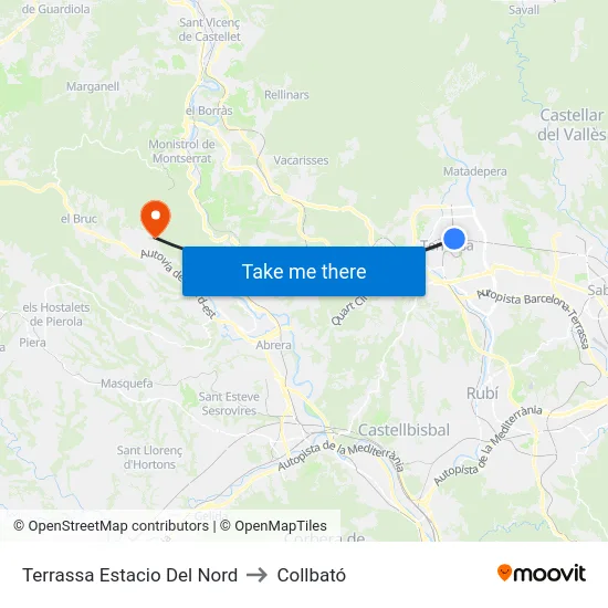 Terrassa Estacio Del Nord to Collbató map