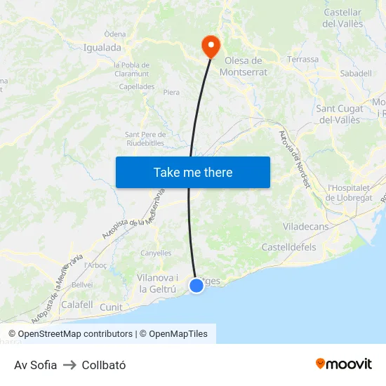 Av Sofia to Collbató map