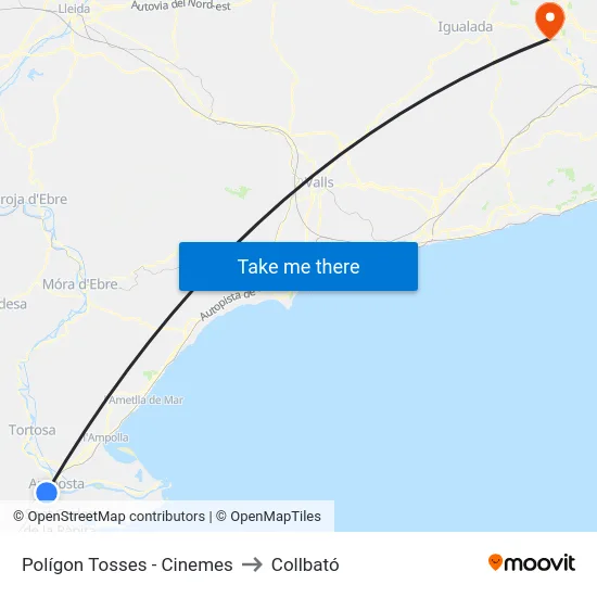 Polígon Tosses - Cinemes to Collbató map