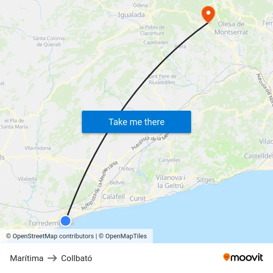 Marítima to Collbató map