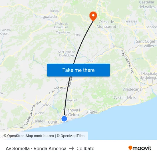 Av Somella - Ronda Amèrica to Collbató map