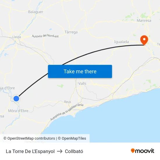 La Torre De L'Espanyol to Collbató map