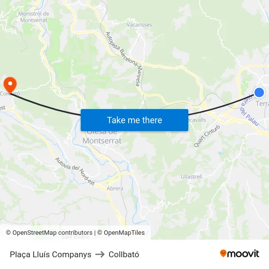 Plaça Lluís Companys to Collbató map