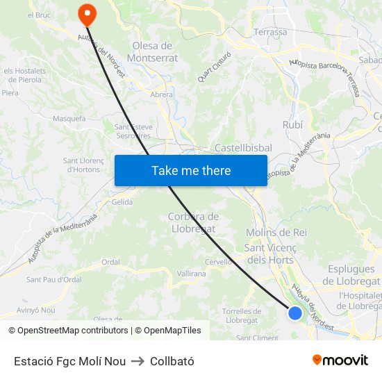 Estació Fgc Molí Nou to Collbató map