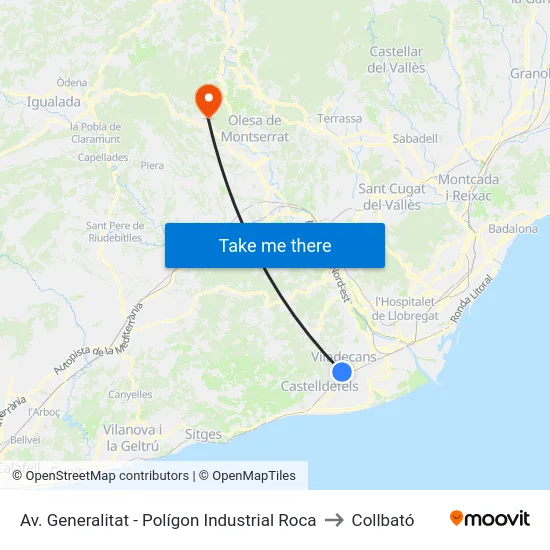 Av. Generalitat - Polígon Industrial Roca to Collbató map