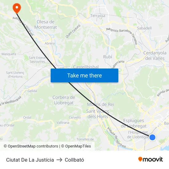 Ciutat De La Justícia to Collbató map