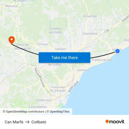 Can Marfà to Collbató map