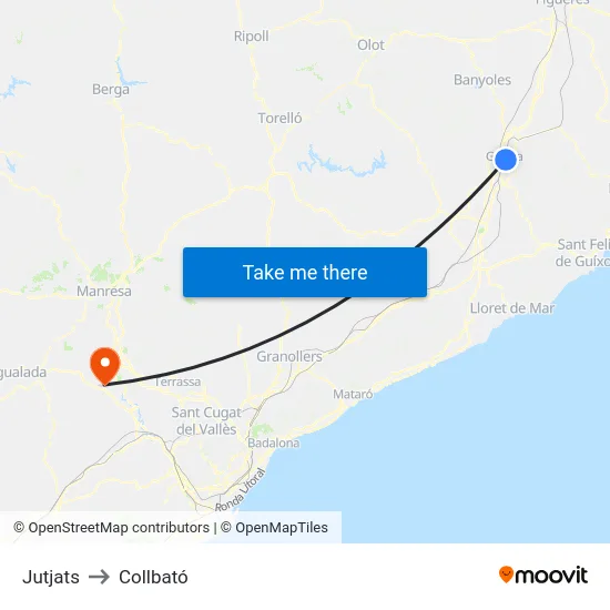 Jutjats to Collbató map